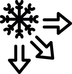 Poster - Snowflake icon with arrows indicating three directions, ideal for representing cold weather concepts