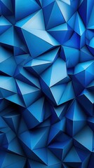Poster - An abstract geometric arrangement showcases overlapping triangular shapes in various blue tones, creating a dynamic and modern visual experience