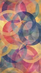 Poster - Colorful pastel circles overlap and create a vibrant abstract pattern, showcasing a harmonious blend of colors and shapes in a creative environment
