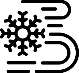 Poster - Simple black and white icon of a snowflake being blown by a gust of wind