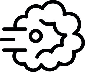 Poster - Simple atom particle icon with nucleus and electrons rotating at high speed leaving smoke trail