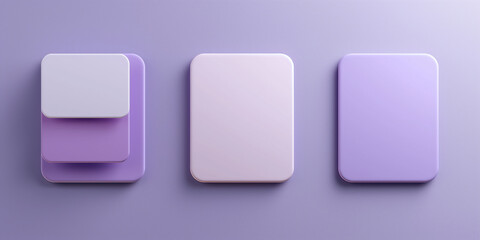Poster - Three rounded square user interface buttons on a pastel purple background