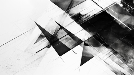 Aufkleber - Abstract black and white geometric shapes background design