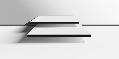 Poster - Two empty white square podiums floating on white background
