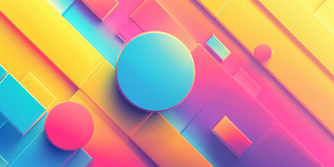Aufkleber - Colorful abstract background with 3d geometric shapes overlapping each other creating a modern and futuristic look