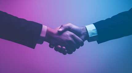 Aufkleber - Two businessmen shaking hands under neon lights