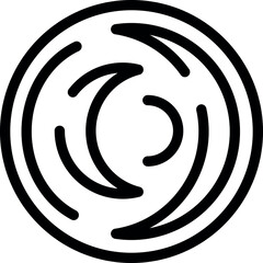 Sticker - Black and white line art illustration of an abstract element rotating inside a circle, a versatile graphic for various design projects