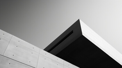 Modern minimalist building facade casting strong shadows