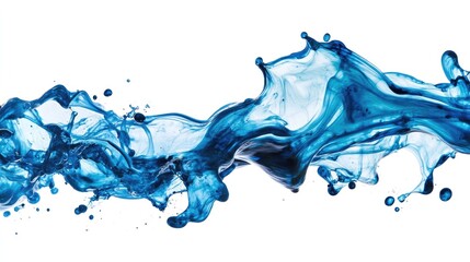 Poster - Dynamic image of a blue ink splash cut out on a white background