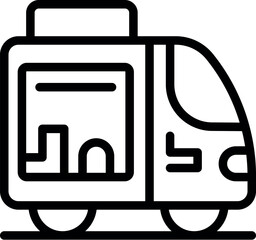 Sticker - Outline style icon representing a modern electric tram driving along the city line