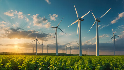 Wall Mural - Windmills in the field power