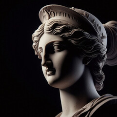 Illustration of a Renaissance marble statue of Athena. She is the Goddess of wisdom, warfare, and handicraft. Athena in Greek mythology, known as Minerva in Roman mythology.	