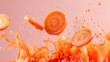 © addymawy - Carrot Slices Falling Through Orange Juice Splash