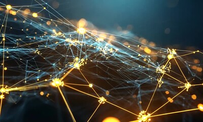 Poster - abstract visualization the net of network connections and data points lines and dots