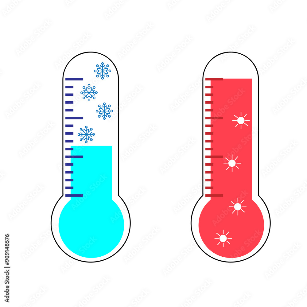 Thermometers with different levels. Celsius and fahrenheit meteorology ...