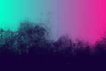 Vector abstract halftone background, futuristic halftone colorful neon glow effect with grunge dot pattern.