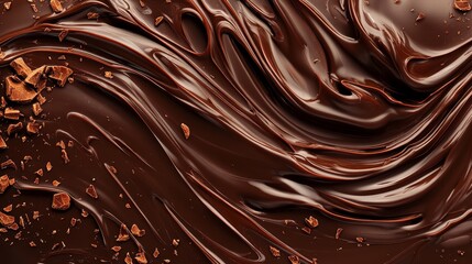 Chocolate background. Melted chocolate swirl texture