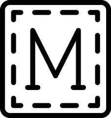 Poster - black outline icon representing the action of measuring the size of the capital letter m