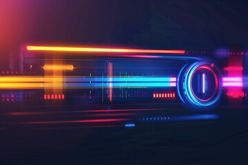Poster - A close-up shot of a clock with neon lights, perfect for illustrations and designs