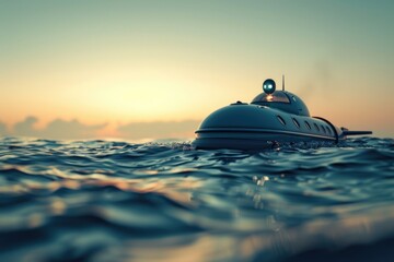 Poster - A small boat floats on the surface of a calm lake