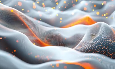 Poster - Abstract grey background with orange and white dots