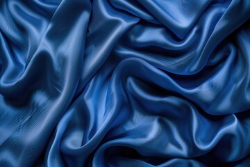 Poster - A detailed view of blue satin material with a smooth surface