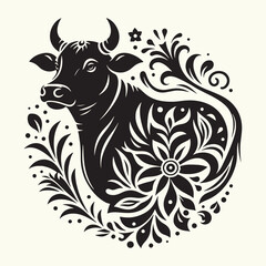 Wall Mural - Indian Cow Silhouette Vector Illustration Design