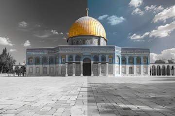 Poster - A black and white photo of a dome on a building, suitable for use in architectural or historical context