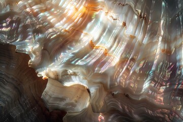 Poster - A close-up view of a piece of glass with a light shining through, suitable for use in various contexts such as science or technology illustrations