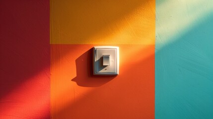 Poster - A white light switch on a colorful background
