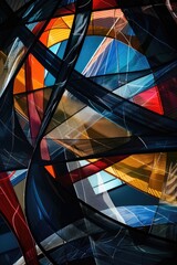 Aufkleber - A detailed view of intricate stained glass design and colors