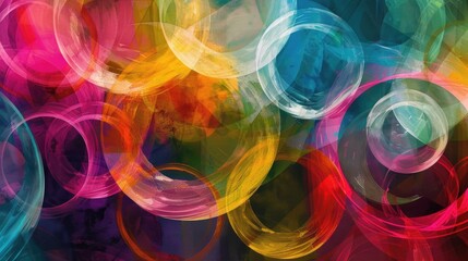 Poster - A group of vibrant circles against a dark backdrop, perfect for use in designs where you need to grab attention