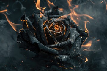 Aufkleber - A close-up view of a flower engulfed in flames