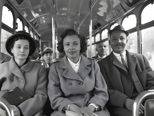 Wall Mural - Historic protest against segregation on public buses led by Rosa Parks in Montgomery, Alabama.