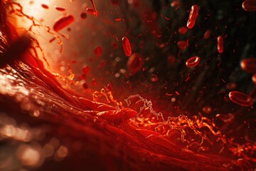 Poster - A close-up shot of a bright red liquid