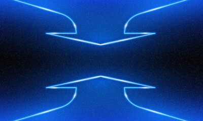 Poster - Vector 3d render, arrows glowing in the dark, pink blue neon light, illuminate frame design. Abstract cosmic vibrant color backdrop. Glowing neon light. Neon frame with arrows sign. Grainy style