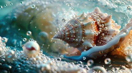 Poster - A close-up view of a shell underwater