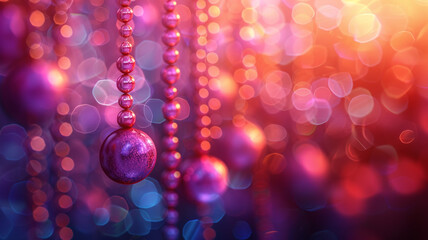 Wall Mural - Christmas colored beads close up