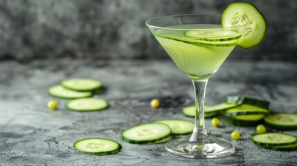 Poster - Fresh cucumber slice served in a glass, perfect for a healthy snack or decoration