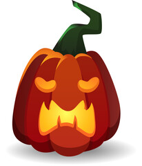 Poster - Pumpkin with carved scary smile. Halloween party icon