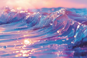 Poster - A detailed view of an ocean wave breaking on the surface, ideal for use in nature and outdoor-themed projects
