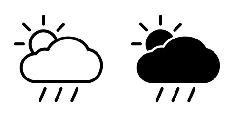 Poster - ofvs667 outlinefilledvectorsign ofvs - weather vector icon . cloud with sun and rain sign . isolated