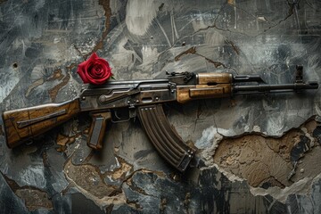 Poster - A firearm with a floral decoration