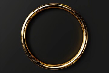 Aufkleber - A golden oval frame sits on a dark black background, waiting for a photograph or art piece to be displayed