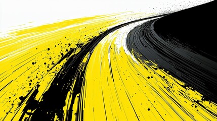 Wall Mural - Abstract Black and Yellow Paint Splatter Swirls