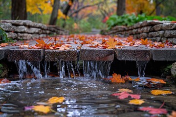 Sticker - Autumn Stream in a Park