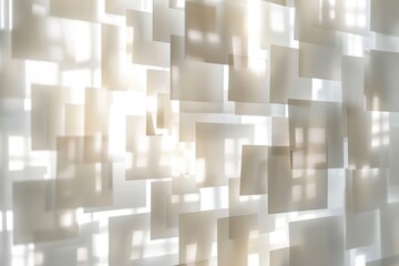 Poster - A simple room interior with a white wall and light coming in through the squares, perfect for backgrounds or illustrations