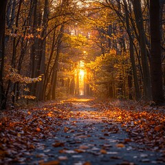 Poster - Golden Forest Path