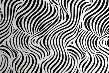 Wall Mural - A close-up shot of a black and white pattern of wavy lines, suitable for use in design or art projects