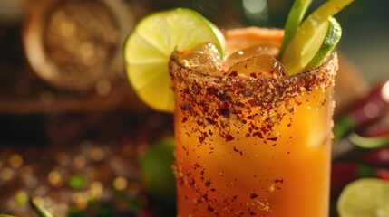 Poster - Close-up photo of a refreshing beverage with a citrusy twist, perfect for advertising or editorial use